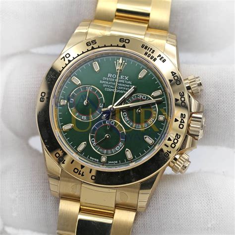 gold green face daytona|18k gold rolex daytona.